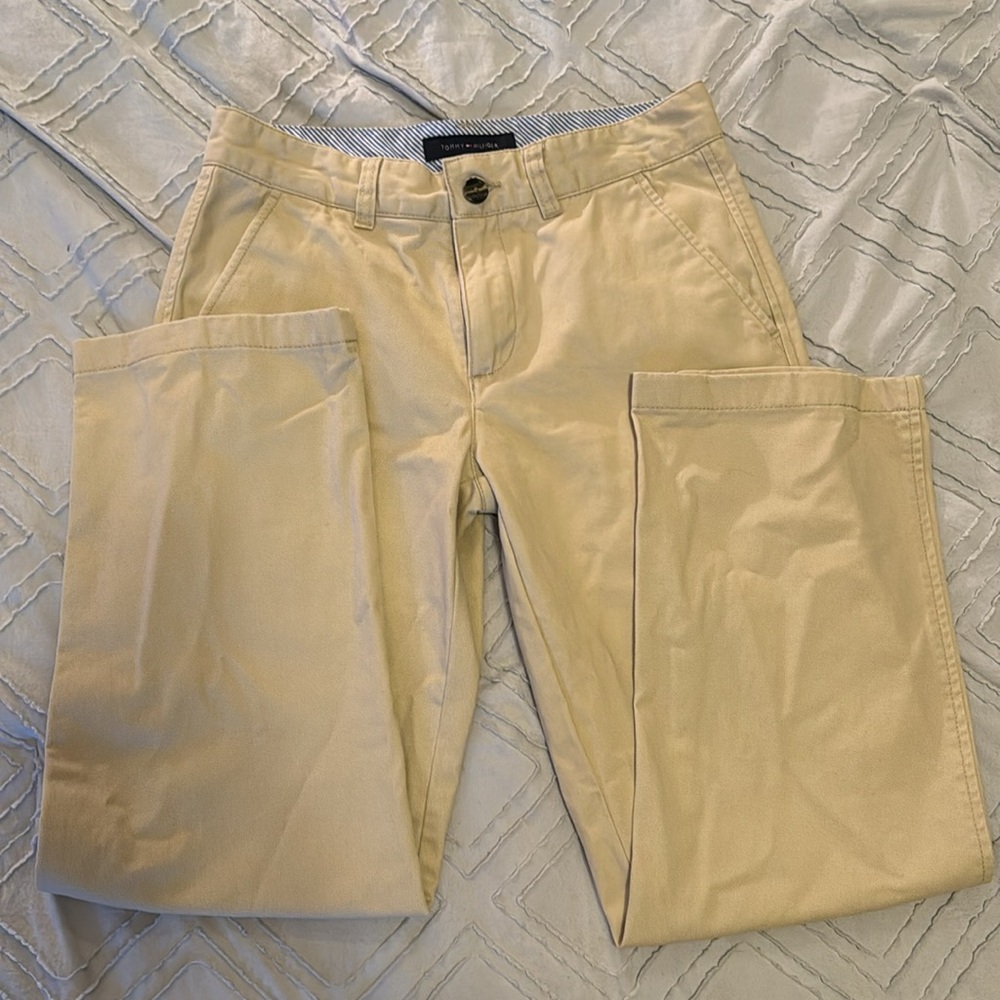 Tommy Hilfiger chino khaki pants Boys size 14 flat front straight leg